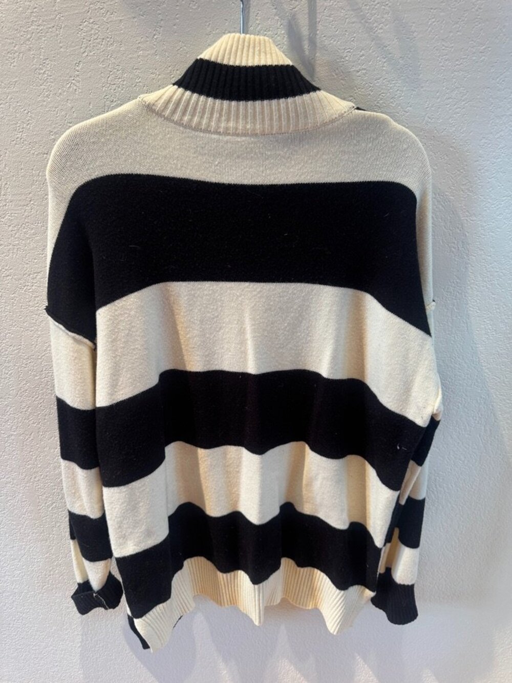 KGGT Oversized Color Block Striped Quarter Zip Sweater Y2K - Picture 3 of 5